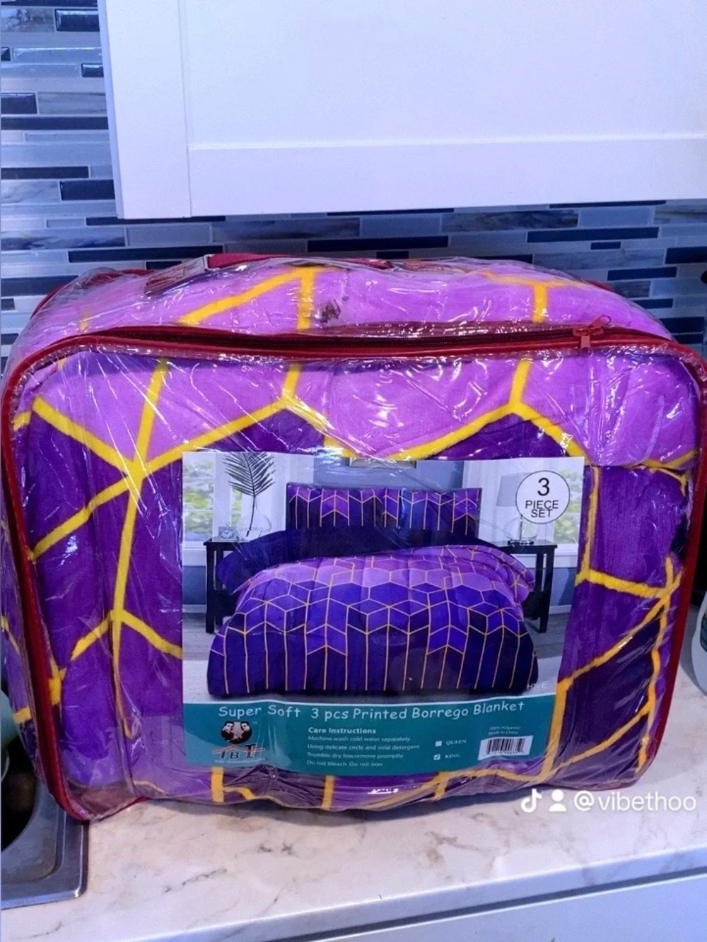 Purple Geometric 3-Piece Bedding Set - Super Soft